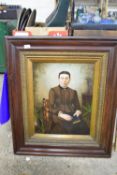 OIL ON CANVAS OF A VICTORIAN LADY IN LARGE WOODEN FRAME