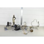 SMALL BOX CONTAINING MAINLY SILVER METAL AND PLATED WARE, CONDIMENT SETS ETC