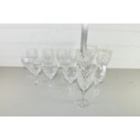 SET OF CRYSTAL WINE GLASSES AND FOUR LARGER HOCK GLASSES