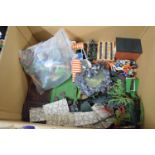 BOX CONTAINING TOY EQUIPMENT AND ACCESSORIES