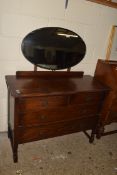 OAK MIRROR BACKED DRESSING CHEST, LENGTH APPROX 106CM