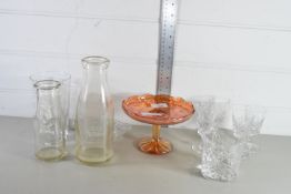 CARNIVAL GLASS DISH AND OTHER GLASSES