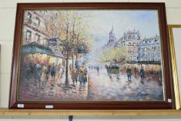 MODERN OIL ON CANVAS OF A PARIS STREET SCENE