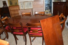 REGENCY STYLE REPRODUCTION EXTENDING DINING TABLE, LENGTH APPROX 168 UNEXTENDED PLUS EXTRA LEAF