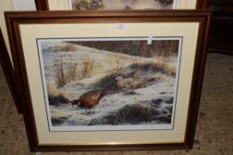 FRAMED SIGNED LIMITED STEPHEN TOWNSEND PRINT, PHEASANTS, APPROX 78CM