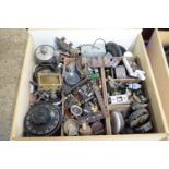 WOODEN BOX CONTAINING VINTAGE RADIO EQUIPMENT AND ACCESSORIES