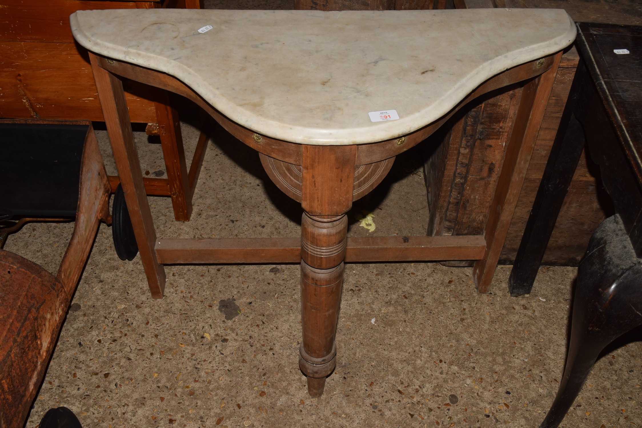 MARBLE TOP WASH STAND, WIDTH APPROX 84CM MAX