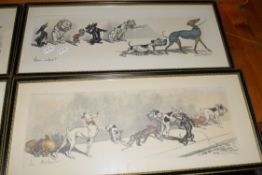 SET OF THREE FRAMED "DOGS OF PARIS" PRINTS, EACH FRAME APPROX 50CM WIDE