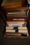BOX CONTAINING FRAMED PICTURES
