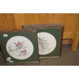 SET OF SIX FRAMED ILLUSTRATIONS OF BIRDS