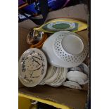 BOX CONTAINING CERAMICS INCLUDING INDIAN TREE ETC