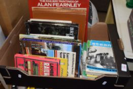 BOX CONTAINING VARIOUS RAILWAY INTEREST BOOKS TOGETHER WITH TWO OTHER BOXES OF MIXED BOOKS