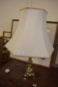 BRASS TABLE LAMP AND SHADE