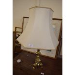 BRASS TABLE LAMP AND SHADE