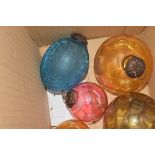 BOX OF SMALL GLASS DECORATIVE BALLS