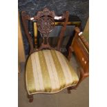 CARVED 19TH CENTURY MAHOGANY BEDROOM CHAIR