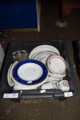 BOX CONTAINING QTY OF PLATES AND CROCKERY
