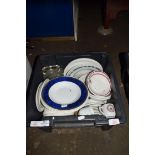 BOX CONTAINING QTY OF PLATES AND CROCKERY