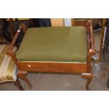 EARLY TO MID 20TH CENTURY UPHOLSTERED PIANO STOOL