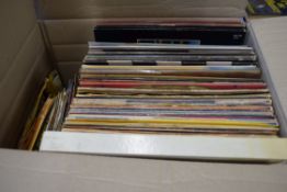 BOX CONTAINING 7 INCH SINGLES AND 33RPM RECORDS