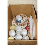 BOX OF CLEARANCE ITEMS, PLATES, MUGS ETC