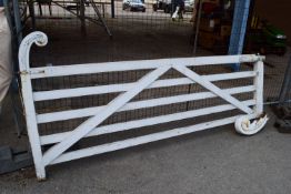 WOODEN FIVE BAR GATE, WIDTH APPROX 280CM