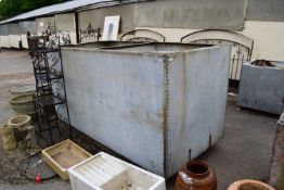 LARGE AND IMPRESSIVE GALVANISED WATER TANK, WIDTH 240CM, DEPTH 120CM, HEIGHT 120CM