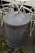 GALVANISED BIN WITH LID