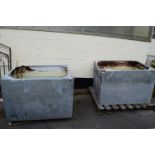 TWO GALVANISED TANKS, WIDTH APPROX 109CM, HEIGHT 75CM