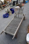 WOODEN SUN LOUNGER, LENGTH 195CM