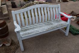 WOODEN GARDEN BENCH, WIDTH APPROX 157CM