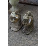 PAIR OF COMPOSITE GARDEN STATUES OF SQUIRRELS, HEIGHT 25CM