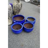 FOUR PLANT POTS, APPROX HEIGHT 18CM, WIDTH 26CM