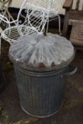 GALVANISED BIN WITH LID