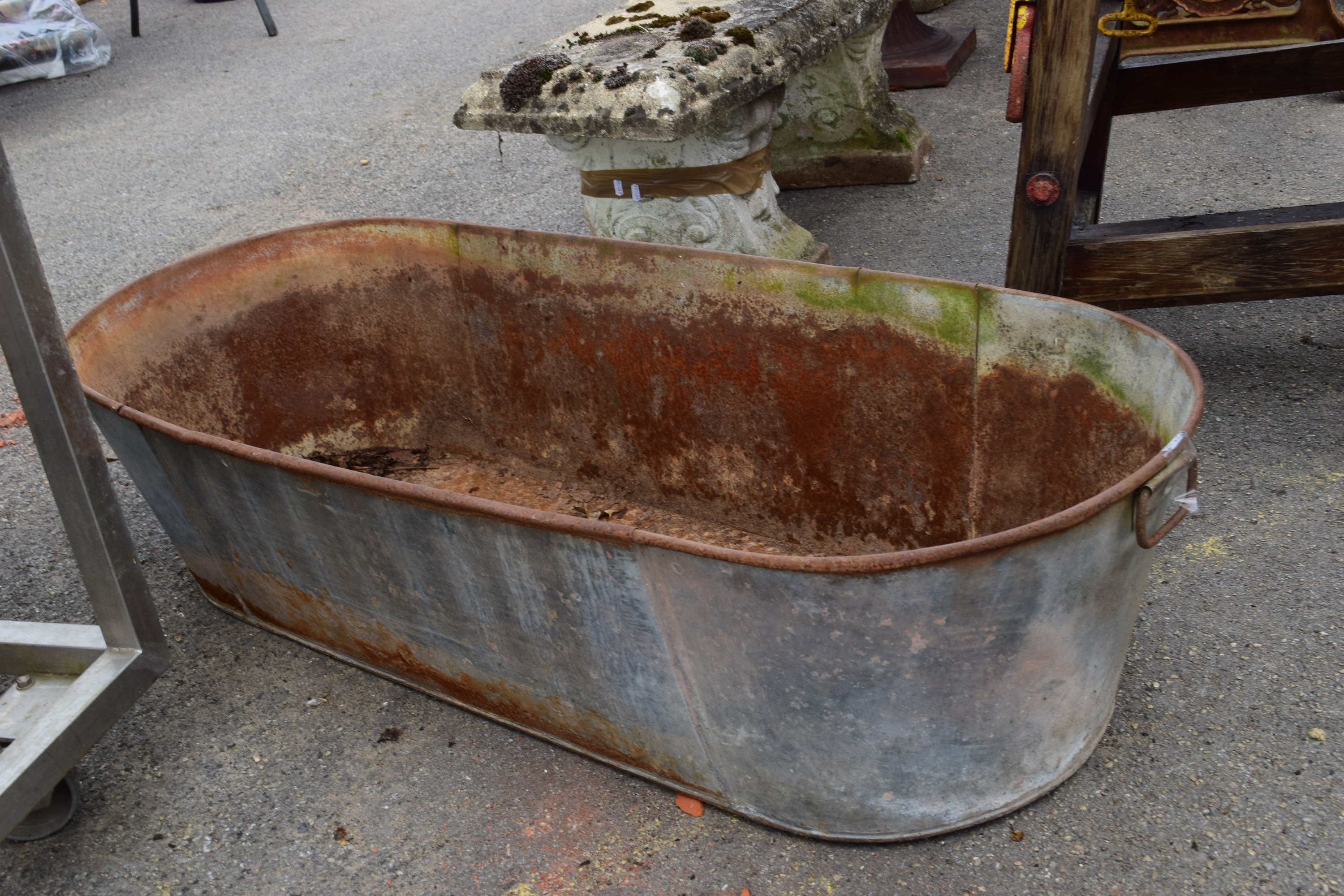 GALVANISED PLANTER, LENGTH 136CM