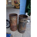 TWO VINTAGE CAST IRON LITTER BINS