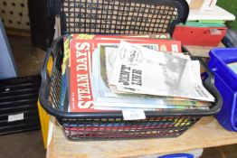 Small box containing mainly Steam Days, railway magazines circa early 2000s