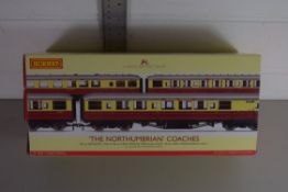 Boxed Hornby "The Northumbrian" coaches set 00 gauge to include brake coach, buffet car and third