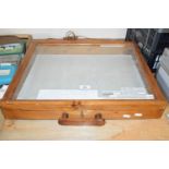 Pine display case with carrying handle