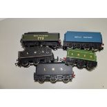 Unboxed 00 gauge group of five tenders by Mainline and Hornby etc