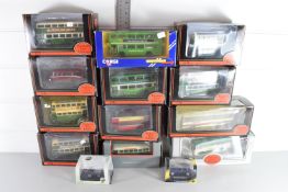 Tray containing a quantity of boxed model buses to include Exclusive First Editions and Corgi