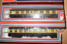 Group of two boxed Lima 00 gauge coaches to include restaurant car etc