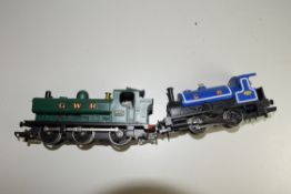 Unboxed 00 gauge GWR locomotive no 8751, together with a Hornby CR Caledonian Railway loco no 272