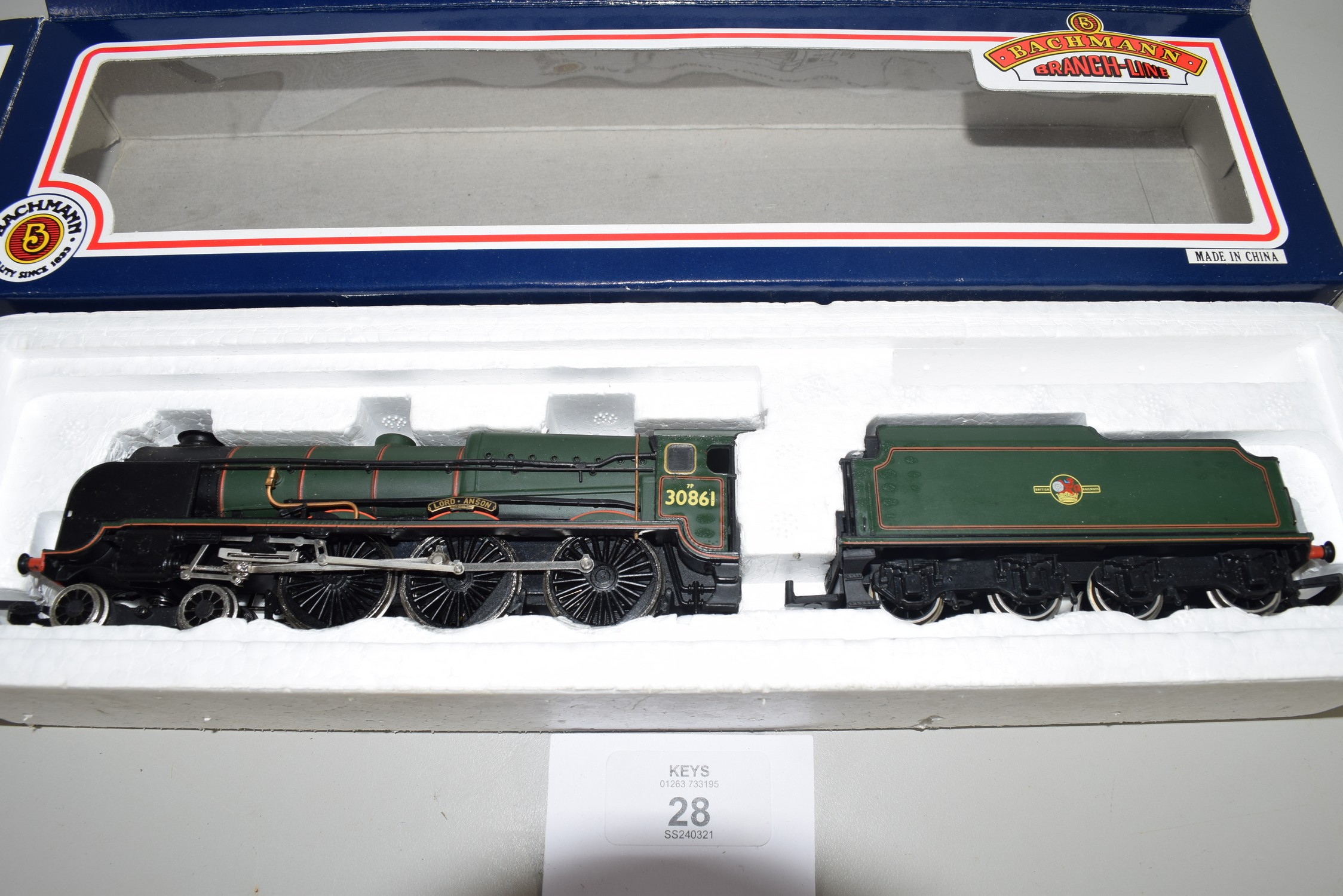 Boxed Bachmann 00 gauge 31-403 Lord Nelson "Lord Anson" BR green, No 30861 locomotive - Image 2 of 2