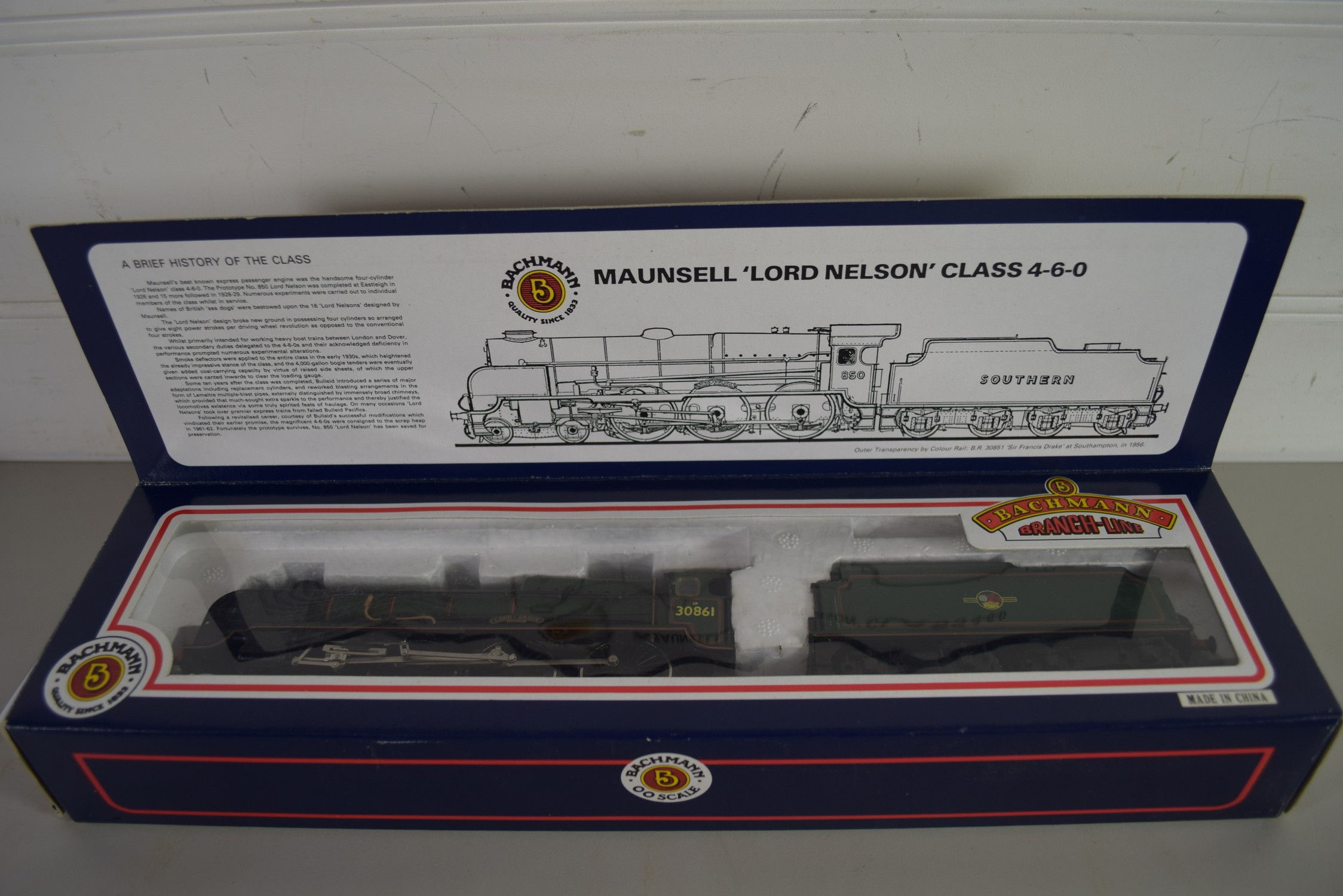 Boxed Bachmann 00 gauge 31-403 Lord Nelson "Lord Anson" BR green, No 30861 locomotive