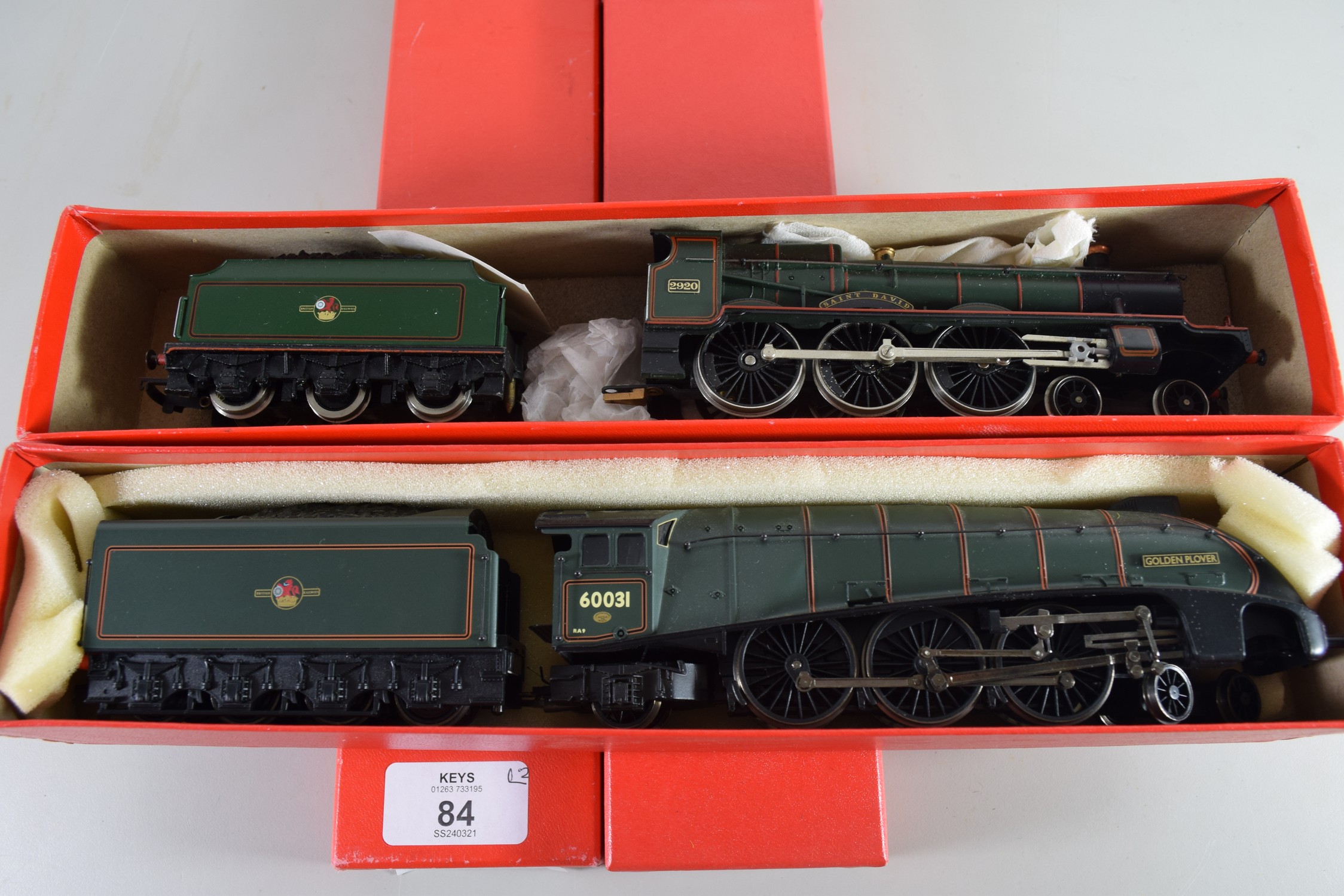 Hornby "St David" locomotive, No 2920 together with a Hornby "Golden Plover" locomotive No 60031 (