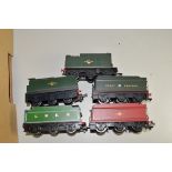 Group of five unboxed 00 gauge tenders by Triang and Hornby