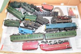 Box containing various locomotives, 00 gauge, together with a box of commercial wagons