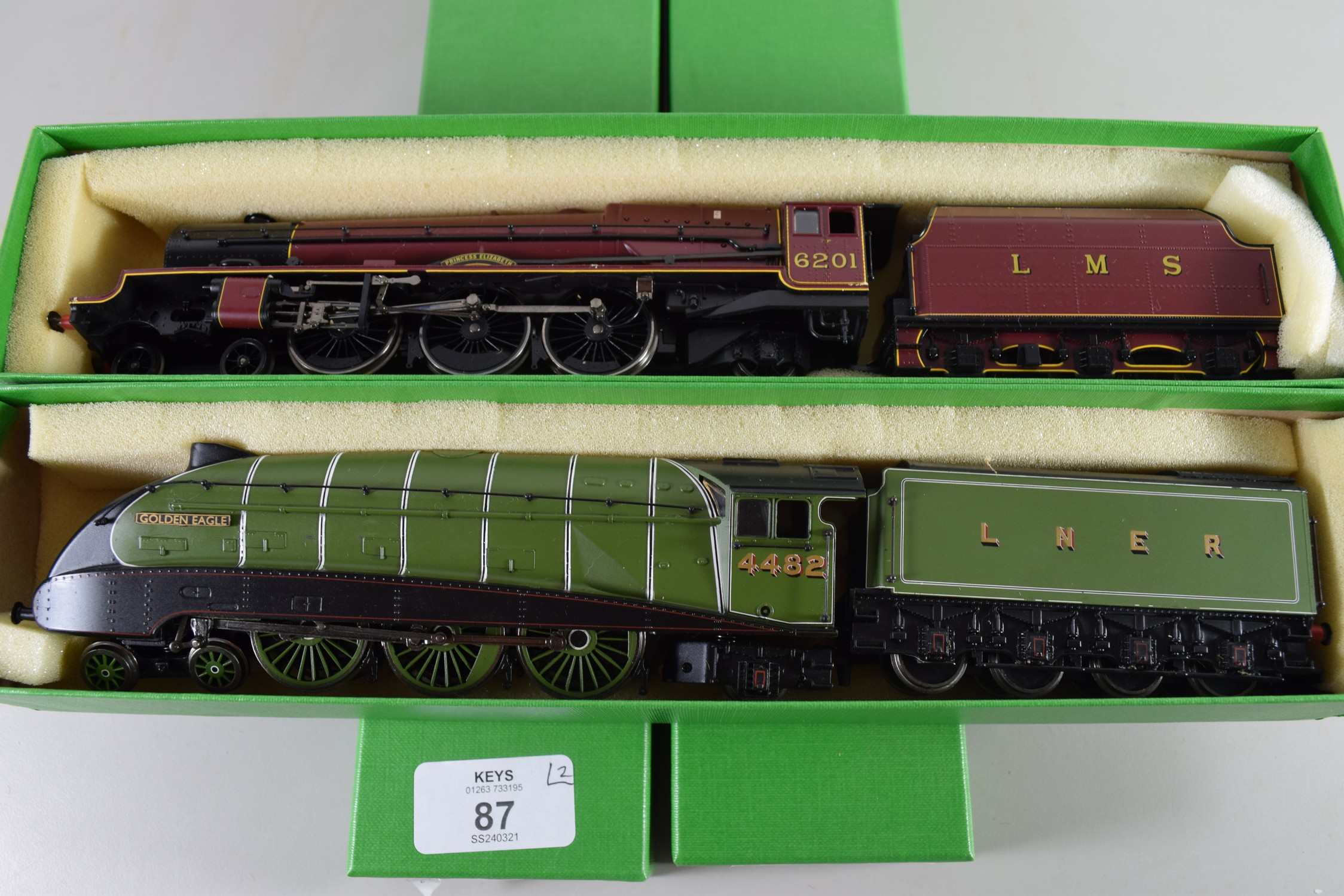 Hornby "Princess Elizabeth" locomotive No 6201 together with a Bachmann "Golden Eagle" locomotive No