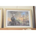 Framed print "The Yorkshire Pullman" by Philip D Hawkins FGRA No 126 out of 950, signed lower left